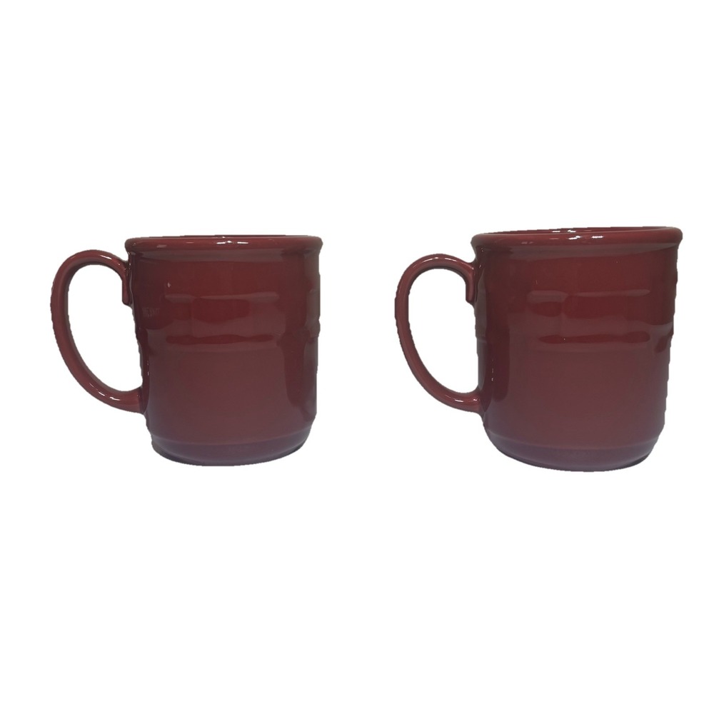 Longaberger Pottery Woven Traditions 4" Coffee Mug Cup 12 oz Paprika Set Of 2